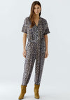Oui Stretch Leopard Button Front Jumper, Brown