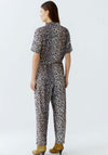 Oui Stretch Leopard Button Front Jumper, Brown