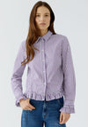 Oui Striped Frill Trim Shirt, Purple
