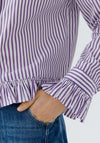 Oui Striped Frill Trim Shirt, Purple