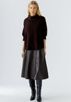 Oui Faux Leather Aline Midi Skirt, Brown