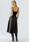 Oui Faux Leather Aline Midi Skirt, Brown