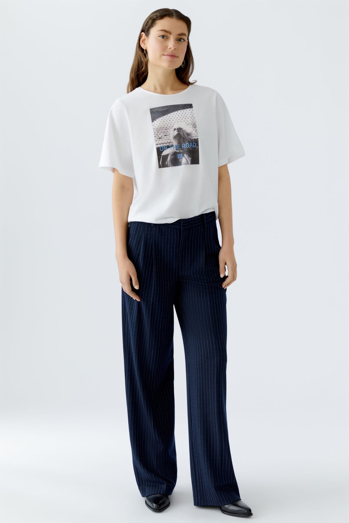 Oui Rhinestone Graphic T-Shirt, White