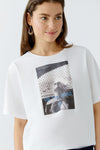 Oui Rhinestone Graphic T-Shirt, White