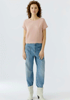 Oui Ayono Contrast Jersey Back Top, Dusty Pink