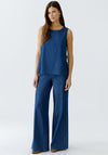 Oui Sleeveless Denim Side Tie Top, Blue Denim
