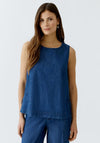 Oui Sleeveless Denim Side Tie Top, Blue Denim