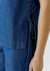 Oui Sleeveless Denim Side Tie Top, Blue Denim