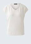 Oui Scuba V Neck Elasticated Trim, Off White