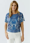 Oui All Over Print Round Neck T-Shirt, Blue Multi