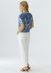 Oui All Over Print Round Neck T-Shirt, Blue Multi