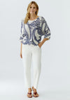Oui Knitted Tree Print Boat Neckline Sweater, White