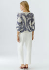 Oui Knitted Tree Print Boat Neckline Sweater, White