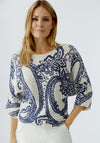 Oui Knitted Tree Print Boat Neckline Sweater, White
