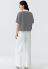 Oui Striped Tie Trim Polo Shirt, Navy