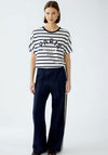 Oui Striped Motif T-Shirt, White and Navy