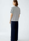 Oui Striped Motif T-Shirt, White and Navy