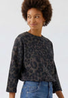 Oui Leopard Batwing Sleeve Top, Brown