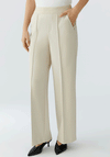 Oui Lacey Branded Waist Straight Leg Trousers, Cream