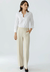 Oui Lacey Branded Waist Straight Leg Trousers, Cream