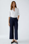 OUI Wide Leg Elasticated Trousers, Navy