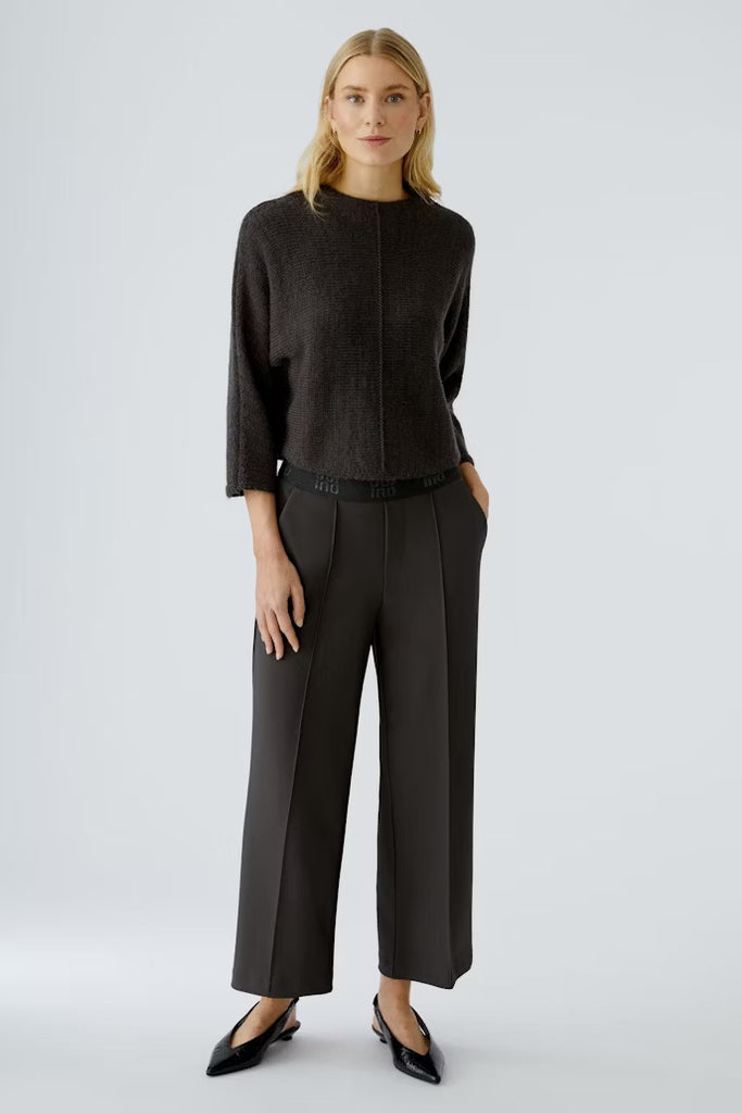 OUI Wide Leg Elasticated Trousers, Grey McElhinneys