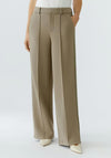 Oui Stripe Detail Wide Leg Trousers, Khaki