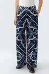 Oui Marlene Floral Print Elasticated Wide Leg Trousers, Navy