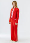Oui Stripe Detail Wide Leg Trousers, Red