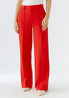 Oui Stripe Detail Wide Leg Trousers, Red