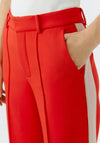 Oui Stripe Detail Wide Leg Trousers, Red
