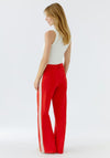 Oui Stripe Detail Wide Leg Trousers, Red