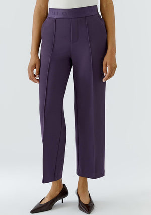 Oui Neya Logo Waistband Trousers, Purple
