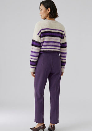 Oui Neya Logo Waistband Trousers, Purple