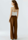Oui Faux Suede Straight Leg Drawstring Trousers, Fudge Brown