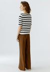 Oui Striped Knitted With Patch Pockets Pullover, White