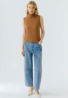 Oui Roll Neck Knit Vest, Tan