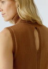Oui Roll Neck Knit Vest, Tan