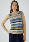 Oui Yarn Striped Knit Vest, Beige