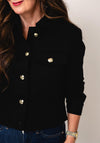 Oui Long Sleeve Suede Jacket, Black
