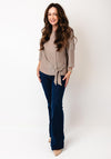 Oui Glitter Tie Trim Jersey Knit Top, Gold