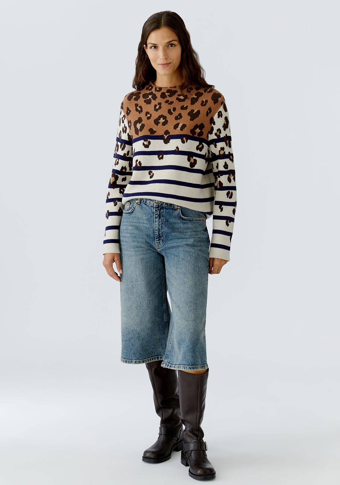 Oui Contrast Pattern Jumper, Multi