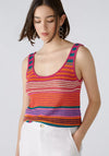 Oui Linen Striped Top, Pink