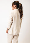Oui Linen Single Button Blazer, Beige
