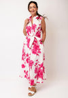 Oui Floral Wrap front Maxi Shirt Dress, Pink and White