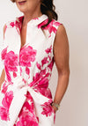 Oui Floral Wrap front Maxi Shirt Dress, Pink and White