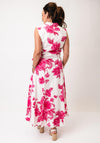 Oui Floral Wrap front Maxi Shirt Dress, Pink and White
