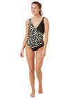 Oyster Bay Print Wrap Swimsuit, Black