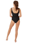 Oyster Bay Print Wrap Swimsuit, Black