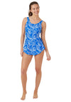 Oyster Bay Half Skirt Print Swimsuit, Blue